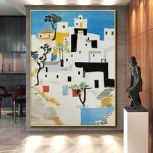 Load image into Gallery viewer, Mediterranean Village Art for Coastal Home & Travel - Inspired Living Room LargeART0882