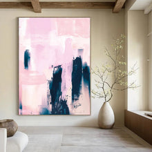 Load image into Gallery viewer, “Blush Silhouettes” - Soft pinks, dark blue, abstract shapes, dreamy mood DTP179