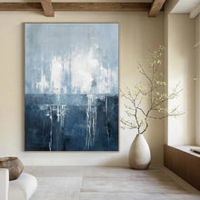 Load image into Gallery viewer, Blue - Gray Abstract Drip Abstract Canvas Painting, Ideal for Coastal Home Office & Serene Bedroom LargeART1138