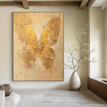 Load image into Gallery viewer, Textured Gold Butterfly Abstract Painting, Ideal for Glamorous Entryway & Elegant Bedroom LargeART1899