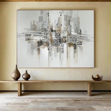 Load image into Gallery viewer, Hand - painted Monochrome Cityscape Sketch Acrylic Art for Sleek Office Lobby Displays LargeART1690