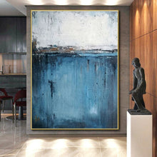 Load image into Gallery viewer, Abstract Blue Landscape Art for Modern Bedroom & Calming Study LargeART0883