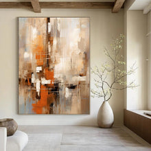 Load image into Gallery viewer, Warm - Toned Abstract Cityscape Canvas Painting, Ideal for Cozy Living Room & Creative Studio LargeART1258