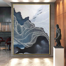 Load image into Gallery viewer, Large - Format Black and White Wavy Lines Acrylic for Modern Dance Studio & Minimalist Office LargeART0358
