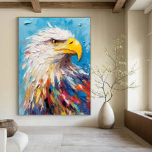 Load image into Gallery viewer, “Vibrant Eagle: Colorful Avian Majesty” Abstract Painting on Canvas, Patriotic Home Office Statement DKH1060