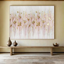 Load image into Gallery viewer, Golden Flowers “Delicate Blooms” Painting on Canvas, Elegant Floral Art DKH875