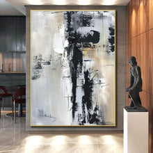 Load image into Gallery viewer, Custom Large - Scale Gray - Black Textured Abstract Art - Perfect for Contemporary Living Room & Art Gallery Exhibition LargeART0799