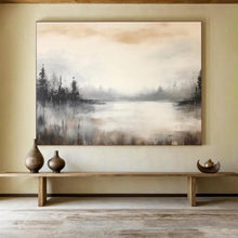Load image into Gallery viewer, Monochromatic Forest Lake Abstract Painting for Cabin Bedroom & Nature - Themed Study DKH329
