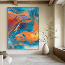 Load image into Gallery viewer, “Vibrant Fluid Fusion” Abstract Acrylic Pour Painting on Canvas, Colorful Energetic Art DKH940