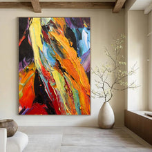 Load image into Gallery viewer, “Textured Color Burst Abstract” - Multicolor Abstract Art on Canvas DKH1281