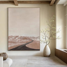 Load image into Gallery viewer, “Desert Road Serenity” - Beige, Brown Landscape Abstract Art on Canvas DKH1123