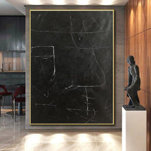 Load image into Gallery viewer, Large - Format Black - White Linear Abstract Art for Art Studio & Modern Hallway LargeART0460