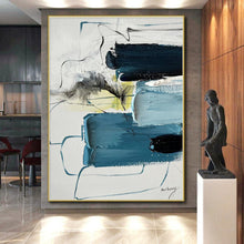 Load image into Gallery viewer, Large - Scale Blue Abstract Art for Modern Living Room & Coastal Office LargeART0484