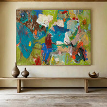 Load image into Gallery viewer, Hand - painted Colorful Abstract Collage Acrylic Art for Bohemian - Chic Living Rooms LargeART1677