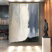 Load image into Gallery viewer, Gray and White Abstract Flow Acrylic Art - Ideal for Minimalist Bedroom & Modern Office LargeART0614