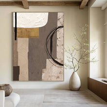 Load image into Gallery viewer, “Neutral Tones with Gold Accents Collage” - Modern Abstract Art on Canvas DKH1516