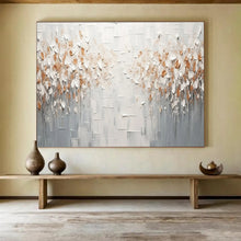 Load image into Gallery viewer, White & Gold Textured Abstract Painting - Ideal for Glamorous Bedroom & High - End Gallery DKH047