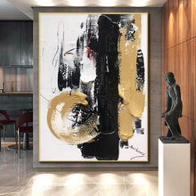 Load image into Gallery viewer, Large - Format Black - Gold Abstract Art for Luxury Entryway & Opulent Lounge LargeART0509
