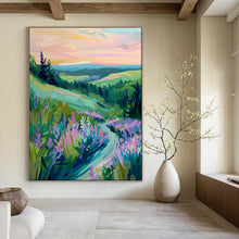 Load image into Gallery viewer, Lavender Valley at Sunset Abstract Art, Suited for Romantic Living Room & Relaxing Reading Nook LargeART2015