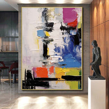 Load image into Gallery viewer, Large - Scale Hand - painted Colorful Abstract Layers Acrylic Art for Modern - Chic Apartments LargeART0239