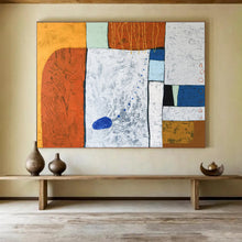 Load image into Gallery viewer, Hand - painted Substantial Textured Geometric Abstract in Warm Colors Acrylic Art for Cozy Family Rooms LargeART1807