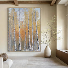 Load image into Gallery viewer, “Autumn Birch Forest Landscape” - Yellow, Orange, White Landscape Art on Canvas DKH1299