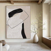 Load image into Gallery viewer, Abstract Figure with Black - White Shapes 3 Abstract Canvas Painting, Perfect for Minimalist Gallery & Modern Home Office LargeART1143