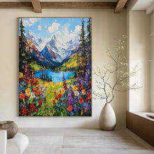 Load image into Gallery viewer, Abstract Painting Vivid Mountain Lake Art for Patio & Office Decor LargeART2156