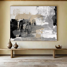 Load image into Gallery viewer, Gray, Black, And Gold Abstract Painting On Canvas DKH448