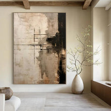 Load image into Gallery viewer, Neutral Tones with Linear Accents Abstract Canvas Painting, Perfect for Minimalist Living Room & Calm Office LargeART1215