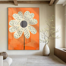 Load image into Gallery viewer, Polka Dot Flower on Orange Acrylic Art, Perfect for Nursery & Sunroom LargeART1041