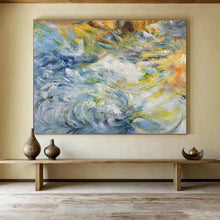 Load image into Gallery viewer, Colorful Swirl Abstract Painting with Blue, Yellow, and Green for Bohemian Living Room & Art Café DKH291