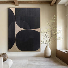 Load image into Gallery viewer, Grand Hand - painted Circular Shapes Monochrome Acrylic Art for Modern Lounges LargeART0137
