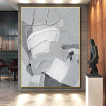 Load image into Gallery viewer, Oversized Gray - White Textured Abstract Acrylic Art for Studio & Industrial Loft LargeART0407
