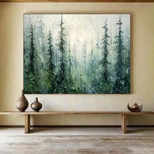 Load image into Gallery viewer, Hand - painted Forest Mist Oil Painting for Creating a Tranquil Atmosphere in Living Room Corners LargeART1600
