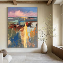 Load image into Gallery viewer, “Colorful Abstract Harbor Scene” - Impressionistic Maritime Art on Canvas DKH1578