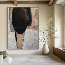 Load image into Gallery viewer, Mixed - Media Abstract Head Art, Neutral - Toned Textured Collage for Minimalist Living Room & Artistic Bedroom LargeART2224