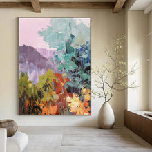Load image into Gallery viewer, “Soft Pastel Mountain Landscape” - Pastel Multicolor Landscape Art on Canvas DKH1278