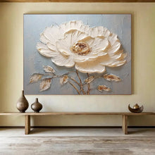 Load image into Gallery viewer, Textured White Flower Large - scale acrylic painting DLZ175