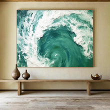 Load image into Gallery viewer, Swirling Turquoise Ocean Wave Abstract acrylic painting DLZ064