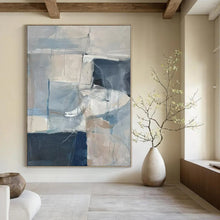 Load image into Gallery viewer, Cool Tones Geometric Abstract Canvas Painting, Ideal for Coastal Living Room & Modern Study LargeART1218