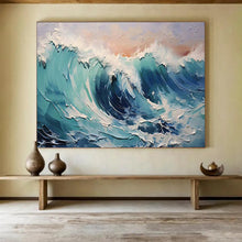 Load image into Gallery viewer, Turquoise Wave Textured Abstract Painting on Canvas - “Coastal Rhythm” DKH679