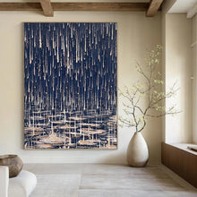 Load image into Gallery viewer, “Rainy Night Abstract” - Blue, Grey, White Abstract Art on Canvas DKH1325