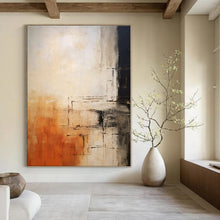 Load image into Gallery viewer, Warm - Toned Abstract with Black Lines, Perfect for Industrial - Chic Loft & Cozy Reading Nook LargeART1335