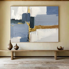 Load image into Gallery viewer, Blue - Gray and Gold Abstract Painting for Modern Living Room & Luxury Office DKH311