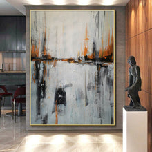 Load image into Gallery viewer, Large - Scale Orange & Gray Abstract Acrylic Painting for Living Room & Office Decor LargeART0384