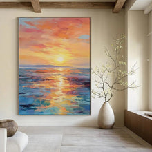 Load image into Gallery viewer, Vibrant Sunset Seascape Abstract Painting, Perfect for Coastal Bedroom & Tropical - Themed Lounge LargeART1904