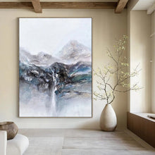 Load image into Gallery viewer, Soft - Toned Abstract Mountain Waterfall, Suited for Nature - Lover’s Bedroom & Tranquil Meditation Room LargeART1961