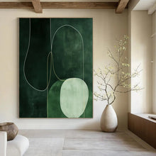 Load image into Gallery viewer, Green Geometric Abstract Art for Botanical - inspired Home Office & Zen - like Spa Waiting Room LargeART0951