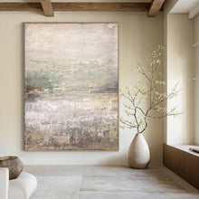 Load image into Gallery viewer, Neutral Textured Abstract with Green Hints Art for Botanical - themed Home Office & Zen - like Spa Waiting Room LargeART0970